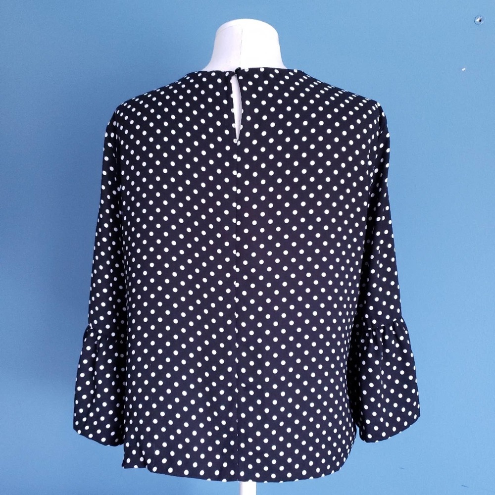 Zara Frilled Bell Sleeve Polka Dot Top - Picture 5 of 9